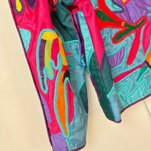 La Colección Judith Roberts Art to Wear Patchwork Multicolor Bomber Jacket Gift - Picture 6 of 16